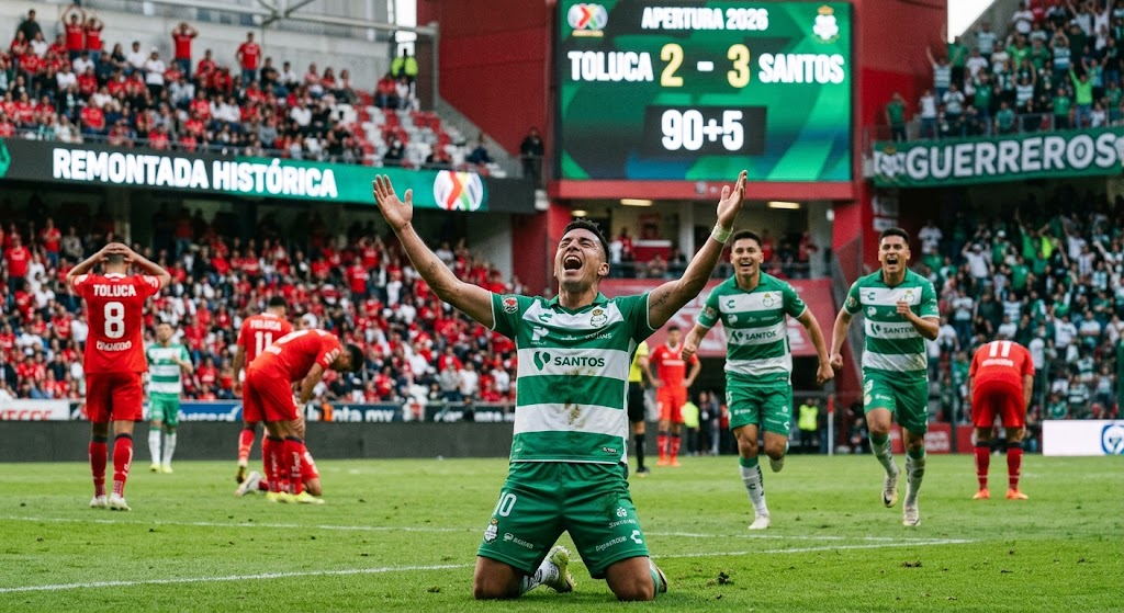 Toluca vs Santos: la histórica remontada de los Guerreros que le quita el invicto al líder del Apertura 2026